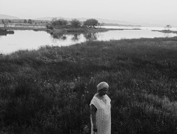 Movie still from “Alaskan Tapes - And, We Disappear” (2019), directed by Meredith Hama-Brown – Wide shot, High angle