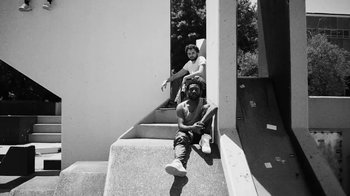 Movie still from “Jurdan Bryant - Words for Thomas” (2019), directed by Alonzo Hellerbach – Wide shot, Overhead angle