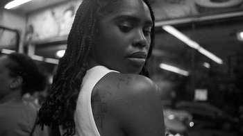 Movie still from “Jurdan Bryant - Words for Thomas” (2019), directed by Alonzo Hellerbach – Close Up shot, Low angle