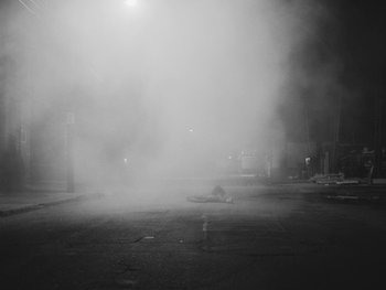 Movie still from “MorMor - Some Place Else” (2019), directed by rubberband. – Extreme Wide shot, High angle