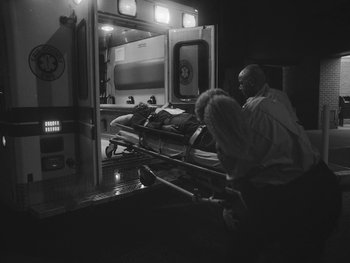 Movie still from “MorMor - Some Place Else” (2019), directed by rubberband. – Wide shot, High angle