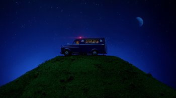 Movie still from “A$AP Rocky - Babushka Boi” (2019), directed by Nadia Lee Cohen – Extreme Wide shot, Low angle