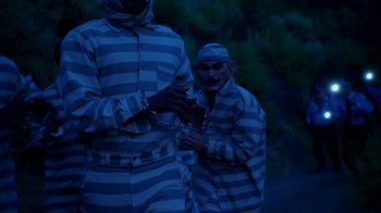 Movie still from “A$AP Rocky - Babushka Boi” (2019), directed by Nadia Lee Cohen – Medium shot, High angle