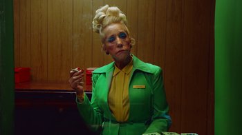 Movie still from “A$AP Rocky - Babushka Boi” (2019), directed by Nadia Lee Cohen – Medium shot, Low angle