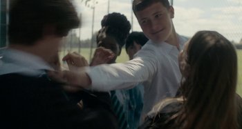 Movie still from “Stereophonics - Fly Like An Eagle” (2019), directed by Charlotte Regan – Medium shot, Over the shoulder angle