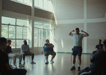 Movie still from “Elderbrook & Rudimental - Something About You” (2019), directed by Luke Davies – Wide shot, Over the shoulder angle