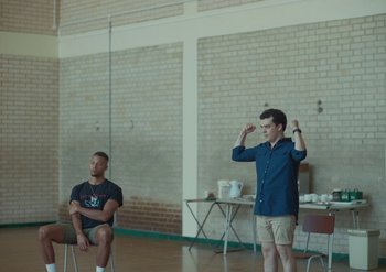 Movie still from “Elderbrook & Rudimental - Something About You” (2019), directed by Luke Davies – Extreme Wide shot, Over the shoulder angle