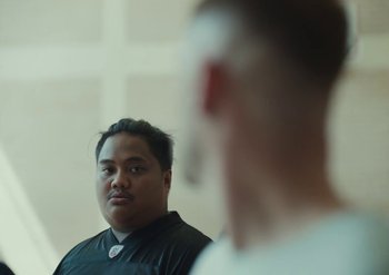 Movie still from “Elderbrook & Rudimental - Something About You” (2019), directed by Luke Davies – Close Up shot, Over the shoulder angle