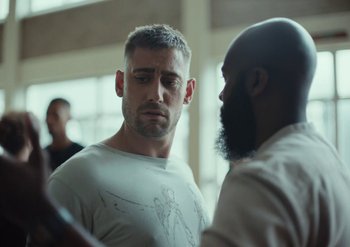 Movie still from “Elderbrook & Rudimental - Something About You” (2019), directed by Luke Davies – Close Up shot, Over the shoulder angle