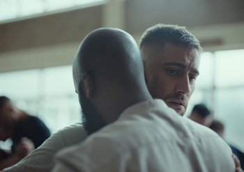 Movie still from “Elderbrook & Rudimental - Something About You” (2019), directed by Luke Davies – Close Up shot, Over the shoulder angle