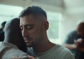 Movie still from “Elderbrook & Rudimental - Something About You” (2019), directed by Luke Davies – Close Up shot, Over the shoulder angle