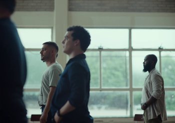 Movie still from “Elderbrook & Rudimental - Something About You” (2019), directed by Luke Davies – Medium shot, Low angle