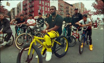 Movie still from “A$AP Ferg - Floor Seats” (2019), directed by Valentin Petit – Wide shot, Low angle