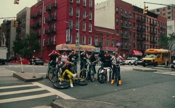 Movie still from “A$AP Ferg - Floor Seats” (2019), directed by Valentin Petit – Extreme Wide shot, Low angle