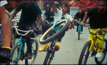 Movie still from “A$AP Ferg - Floor Seats” (2019), directed by Valentin Petit – Wide shot, Low angle