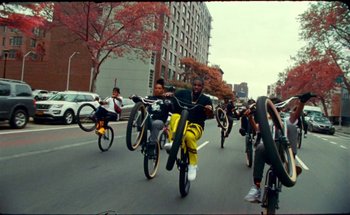 Movie still from “A$AP Ferg - Floor Seats” (2019), directed by Valentin Petit – Wide shot, Low angle