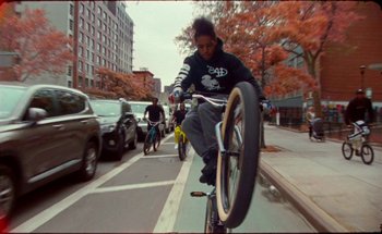 Movie still from “A$AP Ferg - Floor Seats” (2019), directed by Valentin Petit – Wide shot, Low angle