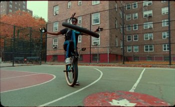 Movie still from “A$AP Ferg - Floor Seats” (2019), directed by Valentin Petit – Wide shot, Low angle