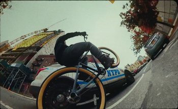 Movie still from “A$AP Ferg - Floor Seats” (2019), directed by Valentin Petit – Wide shot, Low angle