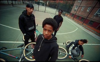 Movie still from “A$AP Ferg - Floor Seats” (2019), directed by Valentin Petit – Wide shot, Overhead angle