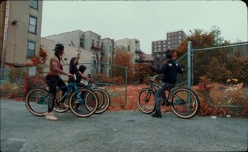 Movie still from “A$AP Ferg - Floor Seats” (2019), directed by Valentin Petit – Wide shot, Low angle
