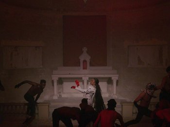 Movie still from “Kelsey Lu - Foreign Car” (2019), directed by Vincent Haycock – Extreme Wide shot, Low angle