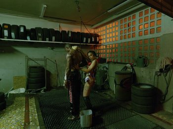 Movie still from “Kelsey Lu - Foreign Car” (2019), directed by Vincent Haycock – Wide shot, Low angle