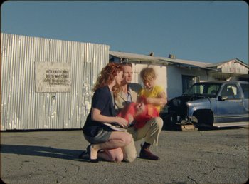 Movie still from “James Blake feat. Rosalía - Barefoot In The Park” (2019), directed by Diana Kunst – Wide shot, Low angle