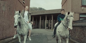 Movie still from “Mumford & Sons - Beloved” (2019), directed by Charlotte Regan – Wide shot, Low angle