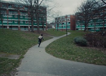 Movie still from “Adelphi Music Factory - Javelin (Calling Out Your Name)” (2019), directed by Fanny Hoetzeneder – Extreme Wide shot, High angle
