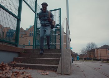 Movie still from “Adelphi Music Factory - Javelin (Calling Out Your Name)” (2019), directed by Fanny Hoetzeneder – Wide shot, Low angle