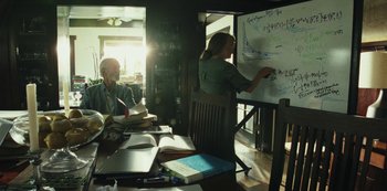 Movie still from “LCD Soundsystem - Oh Baby” (2019), directed by Rian Johnson – Medium shot, High angle