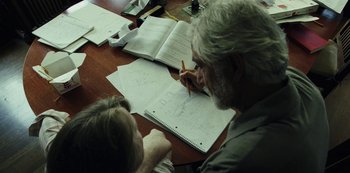 Movie still from “LCD Soundsystem - Oh Baby” (2019), directed by Rian Johnson – Medium shot, High angle
