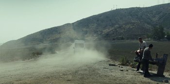 Movie still from “LCD Soundsystem - Oh Baby” (2019), directed by Rian Johnson – Extreme Wide shot, High angle