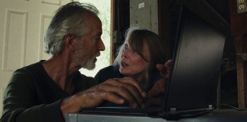 Movie still from “LCD Soundsystem - Oh Baby” (2019), directed by Rian Johnson – Close Up shot, Low angle