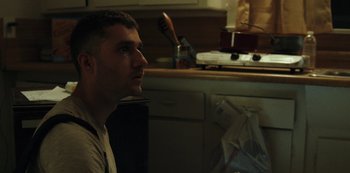 Movie still from “LCD Soundsystem - Oh Baby” (2019), directed by Rian Johnson – Close Up shot, Low angle