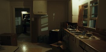 Movie still from “LCD Soundsystem - Oh Baby” (2019), directed by Rian Johnson – Wide shot, High angle