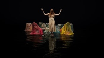 Movie still from “Florence + The Machine - Big God” (2018), directed by Autumn de Wilde – Wide shot, High angle