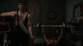 Movie still from “Jack White - Over and Over” (2018), directed by Us – Medium shot, Low angle