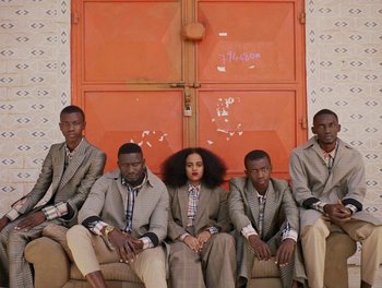Movie still from “Seinabo Sey - I Owe You Nothing” (2018), directed by Sheila Johansson – Wide shot, Overhead angle