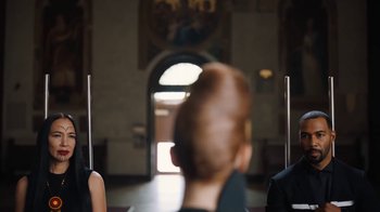 Movie still from “JAY-Z feat. Beyoncé - Family Feud” (2018), directed by Ava DuVernay – Medium shot, Over the shoulder angle