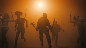 Movie still from “JAY-Z feat. Beyoncé - Family Feud” (2018), directed by Ava DuVernay – Wide shot, Low angle