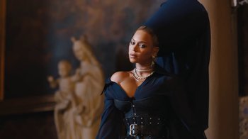 Movie still from “JAY-Z feat. Beyoncé - Family Feud” (2018), directed by Ava DuVernay – Medium shot, Low angle