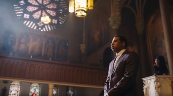 Movie still from “JAY-Z feat. Beyoncé - Family Feud” (2018), directed by Ava DuVernay – Wide shot, Low angle