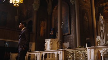 Movie still from “JAY-Z feat. Beyoncé - Family Feud” (2018), directed by Ava DuVernay – Wide shot, Low angle
