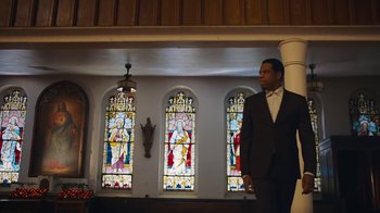 Movie still from “JAY-Z feat. Beyoncé - Family Feud” (2018), directed by Ava DuVernay – Wide shot, Low angle