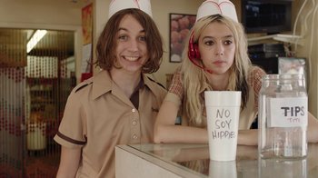 Movie still from “I Love LA - Starcrawler” (2017), directed by Autumn de Wilde – Medium shot, High angle