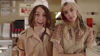 Movie still from “I Love LA - Starcrawler” (2017), directed by Autumn de Wilde – Medium shot, Low angle