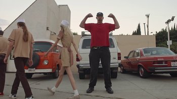 Movie still from “I Love LA - Starcrawler” (2017), directed by Autumn de Wilde – Wide shot, Low angle