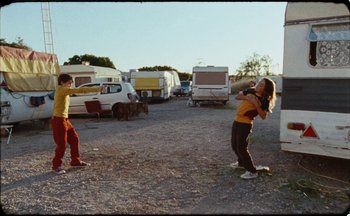 Movie still from “C.Tangana - Caballo Ganador” (2017), directed by Diana Kunst – Wide shot, Over the shoulder angle